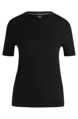 Hugo Boss Short-sleeved Sweater In Responsibly Sourced Virgin Wool