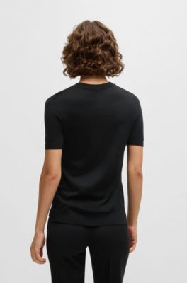 Knit t-shirt in merino wool, Black