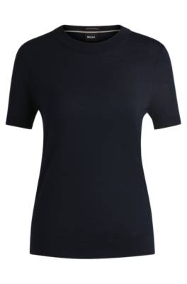 Hugo Boss Short-sleeved Sweater In Responsibly Sourced Virgin Wool