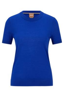 Hugo Boss Short-sleeved Sweater In Responsibly Sourced Virgin Wool