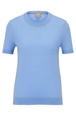 Hugo Boss Short-sleeved Sweater In Responsibly Sourced Virgin Wool