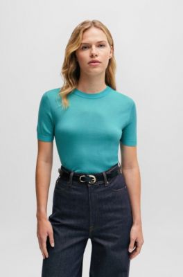 BOSS Shortsleeved sweater in Merino wool