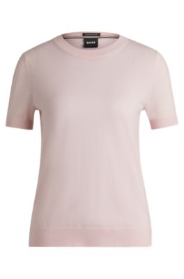Knit t-shirt in merino wool, light pink