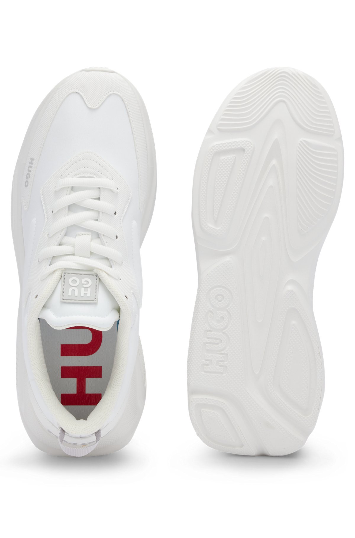 Running-style hybrid trainers with logo details, White