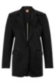 Oversized-fit single-button jacket in soft satin, Black