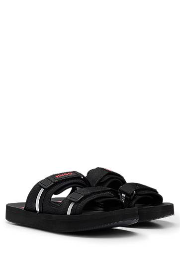 Logo sandals with twin touch-closure straps, Hugo boss