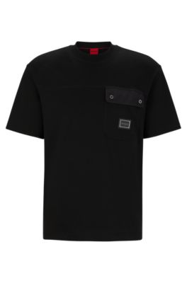 HUGO - Cotton T-shirt with logo metal-frame