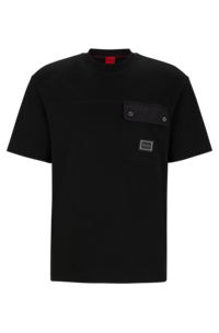 Cotton T-shirt with metal-frame logo, Black