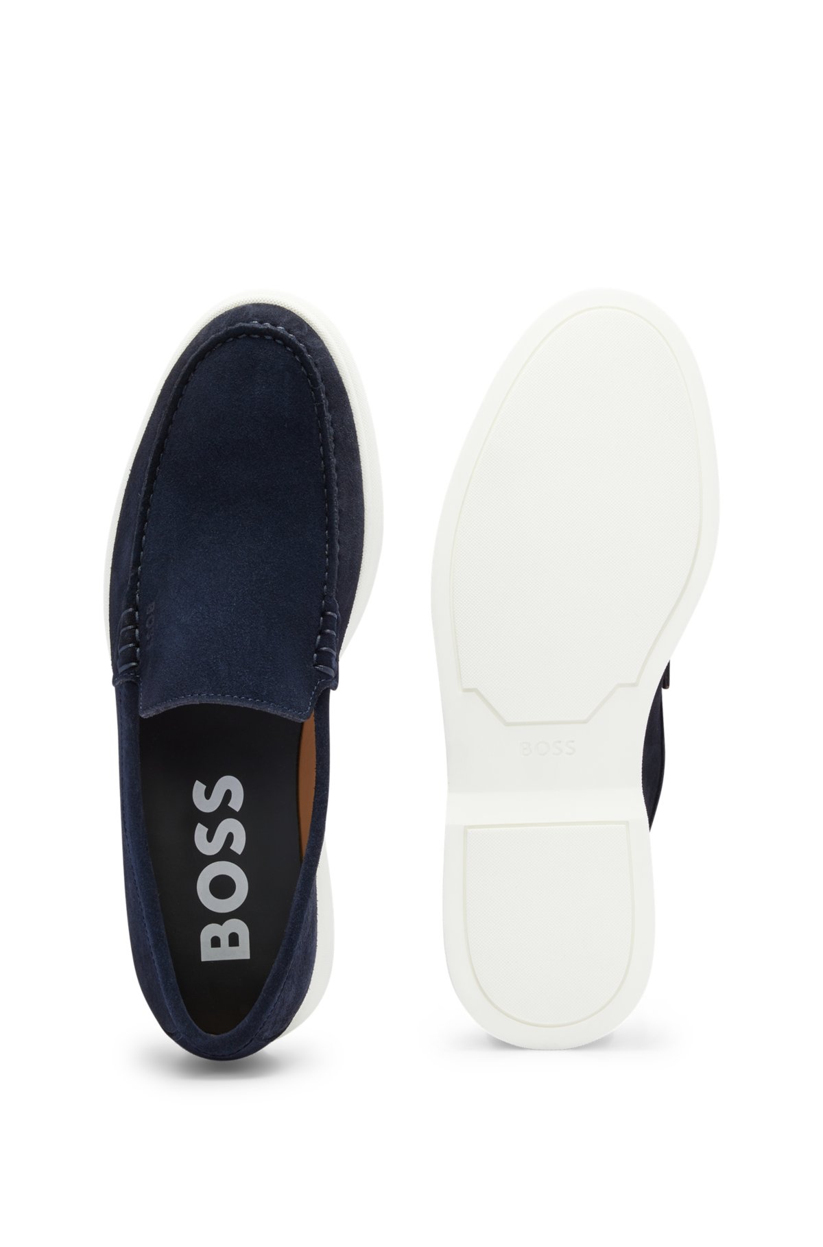 fordelagtige Sprængstoffer analog BOSS - Suede loafers with embossed logo and TPU outsole