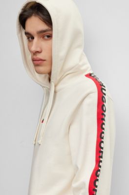 HUGO Cottonterry hoodie with stripes and logos