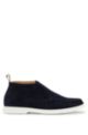 Suede desert boots with embossed logo and signature stripe, Dark Blue