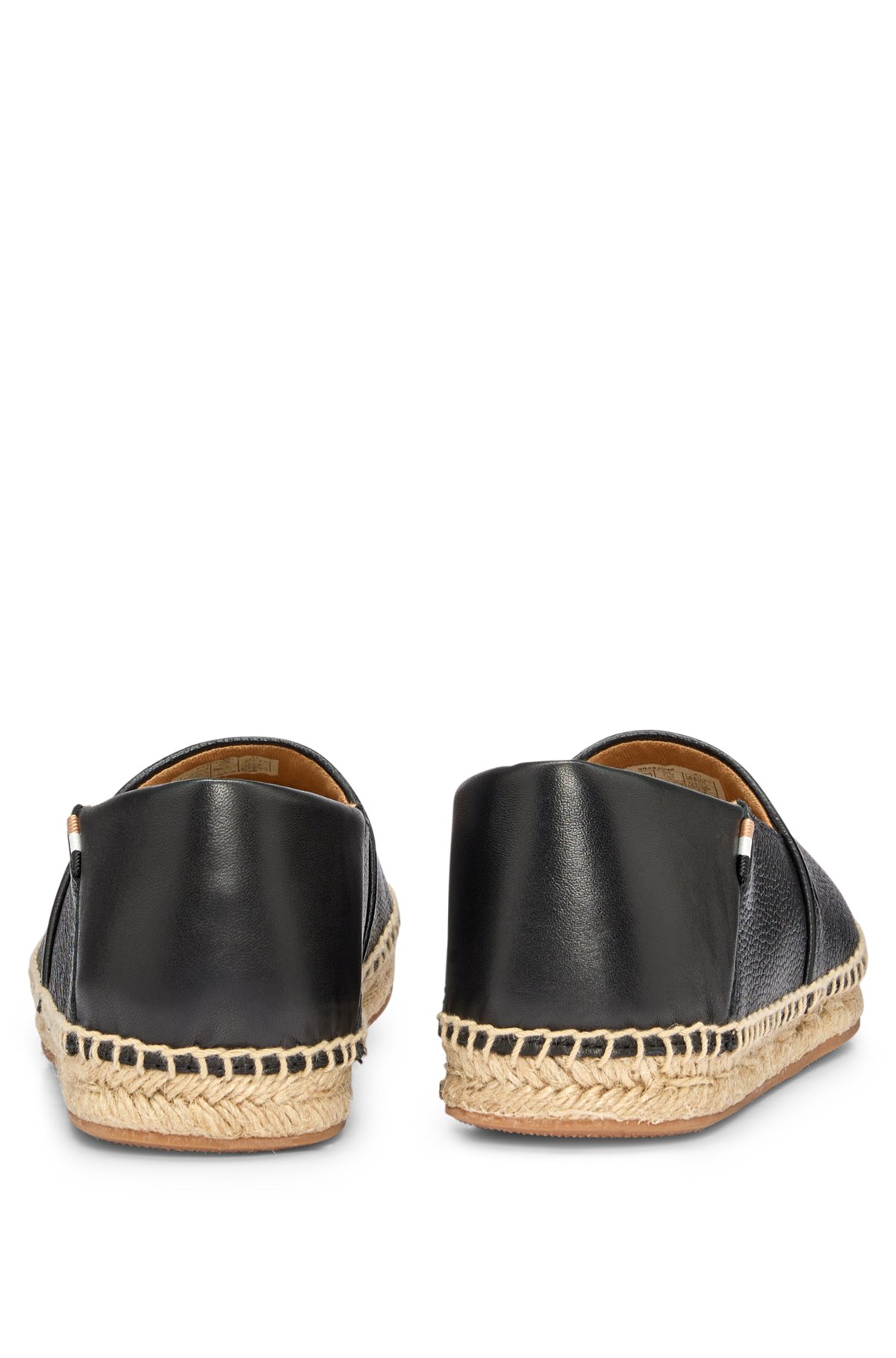 Slip-on espadrilles in leather with signature details, Black