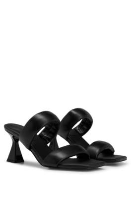 Hugo Nappa-leather Sandals With Flared Heel In Black