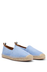 Suede espadrilles with embossed logo, Light Blue