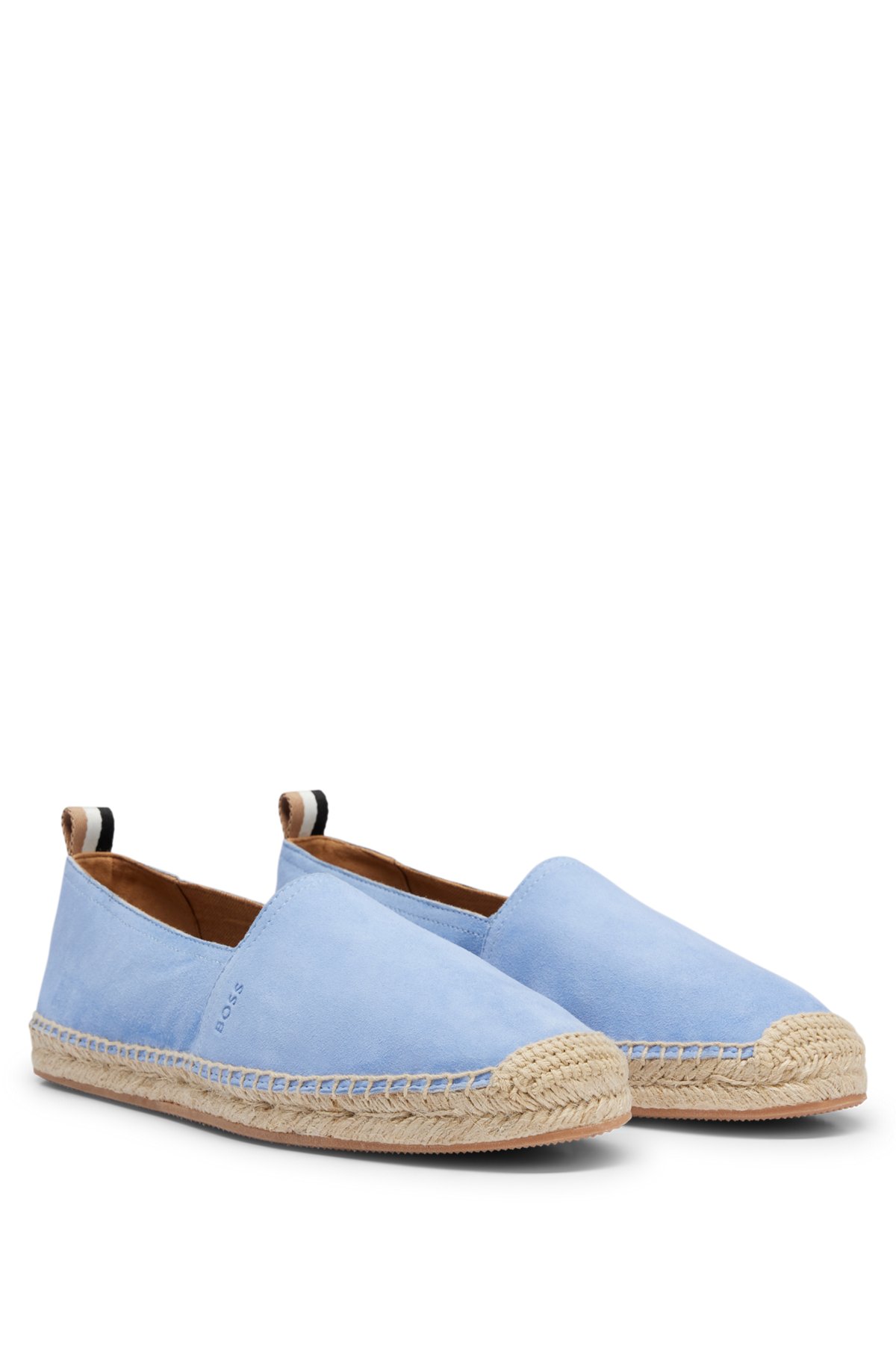 Suede espadrilles with embossed logo, Light Blue