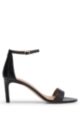 Nappa-leather strappy sandals with 7cm heel, Black