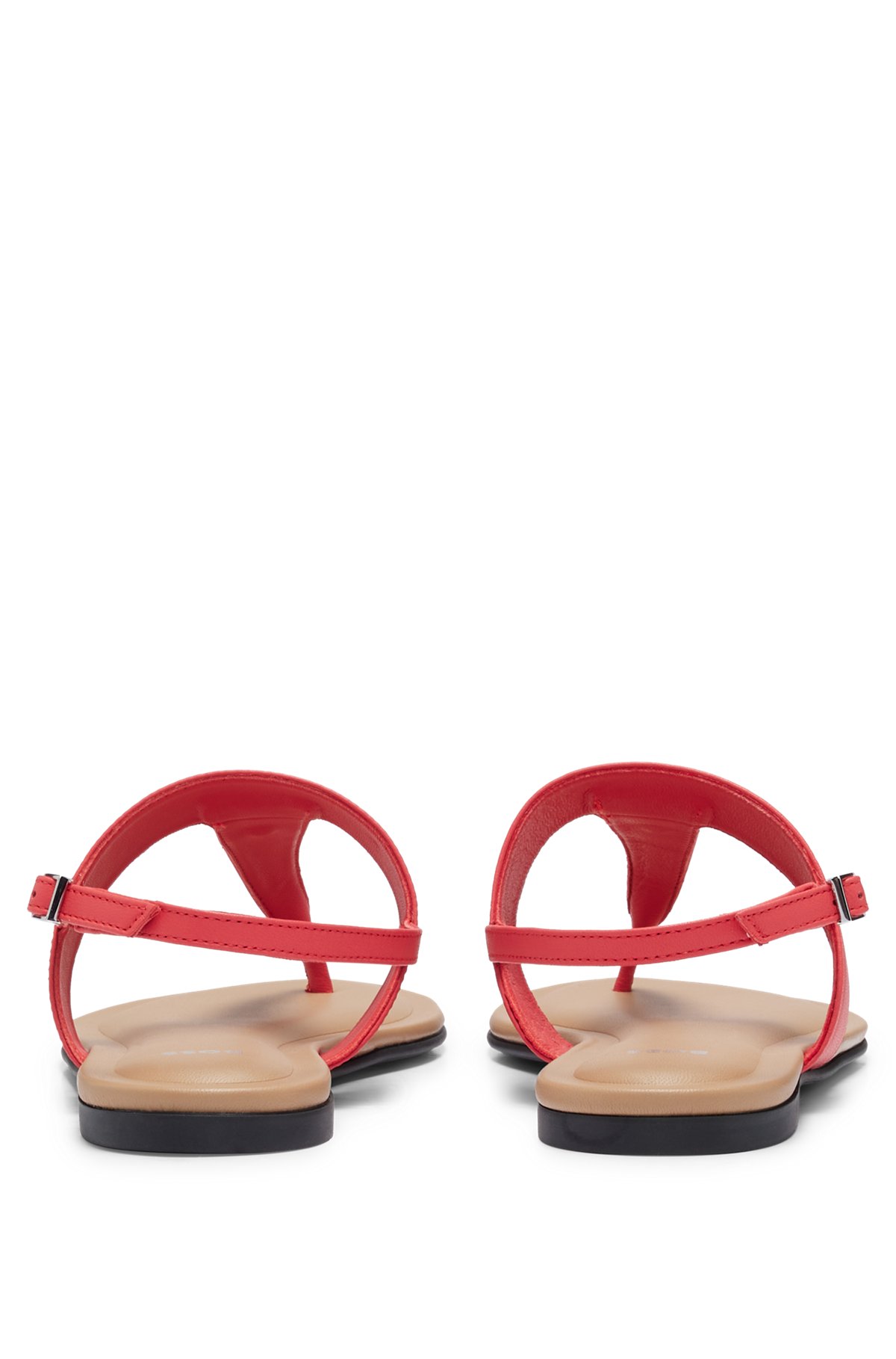 Nappa-leather thong sandals with logo trim, Pink