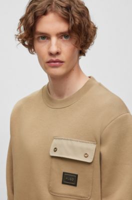 HUGO - Cotton-blend sweatshirt with metal-framed logo