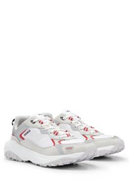 HUGO BOSS LACE-UP TRAINERS IN MIXED MATERIALS WITH LOGO DETAILS