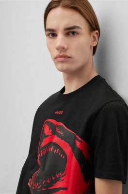 HUGO Cottonjersey Tshirt with red shark print