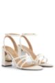 Nappa-leather sandals with block heel and straps, White