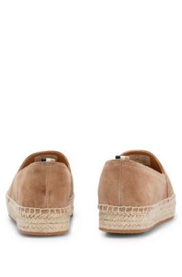 BOSS - Alpargatas ante de cabra con logo y suela de yute