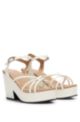 Platform sandals in soft leather with branded buckle, White