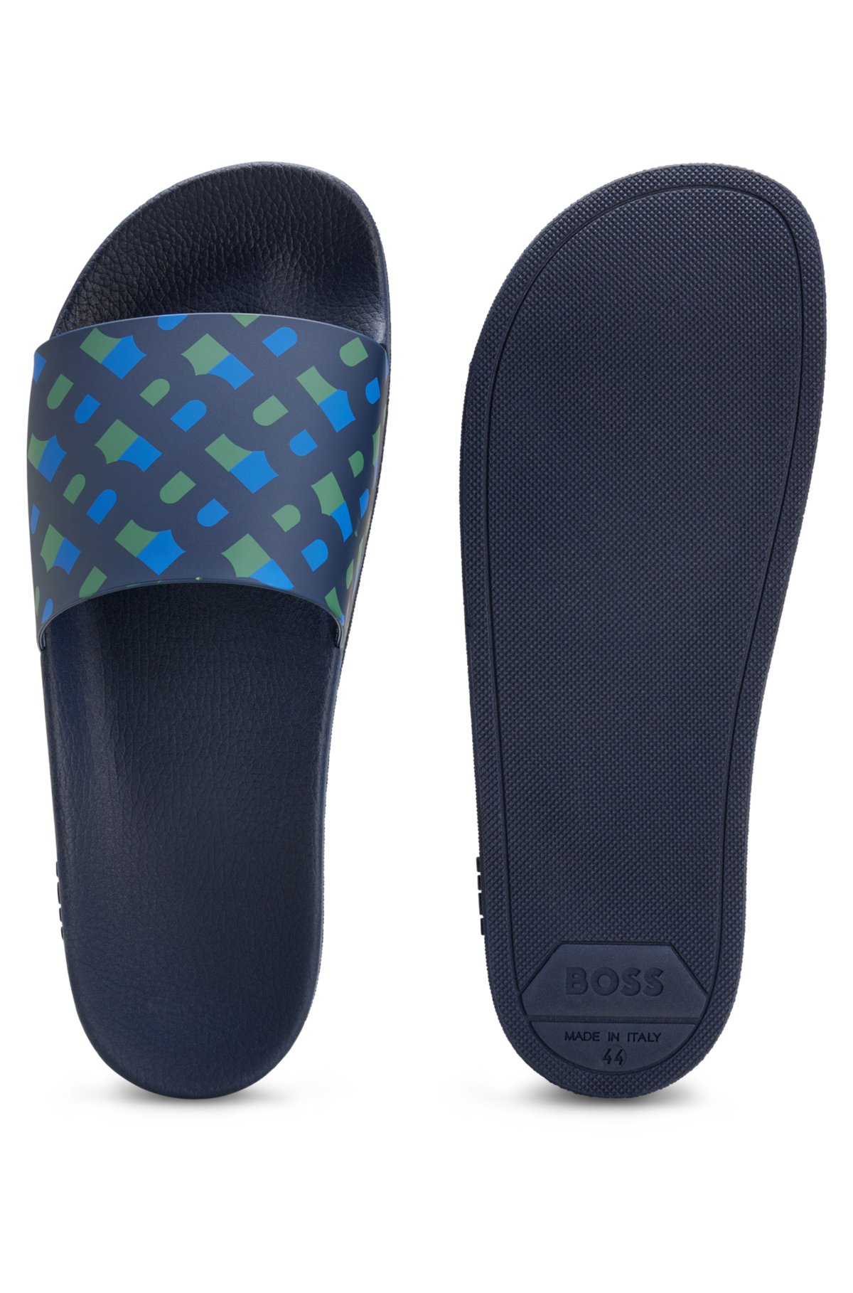 slides with contoured footbed