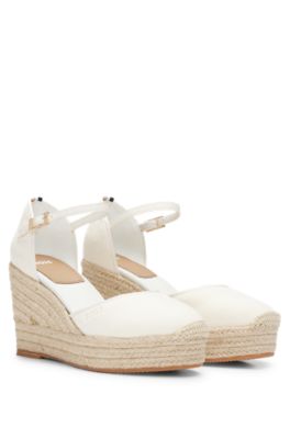 BOSS Wedge sandals with goatsuede uppers and closed toe