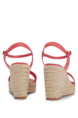 BOSS Ropewedge sandals with leatherblend uppers