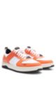 Mixed-material trainers with backtab logo, Orange
