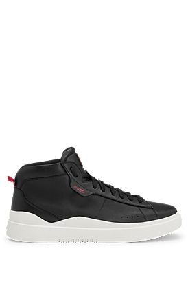 High-top trainers in leather with stacked logo
