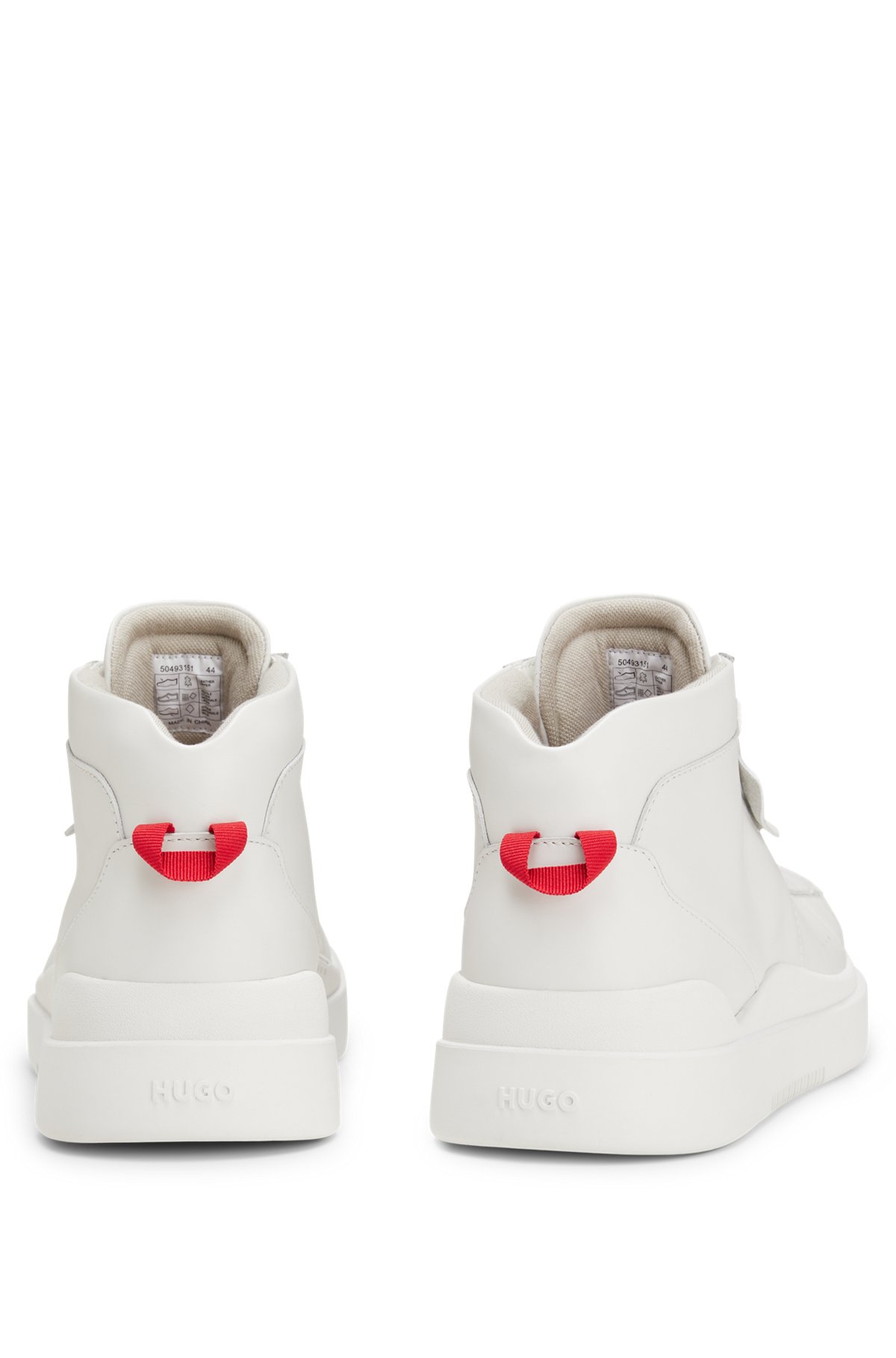 High-top trainers in leather with stacked logo, White