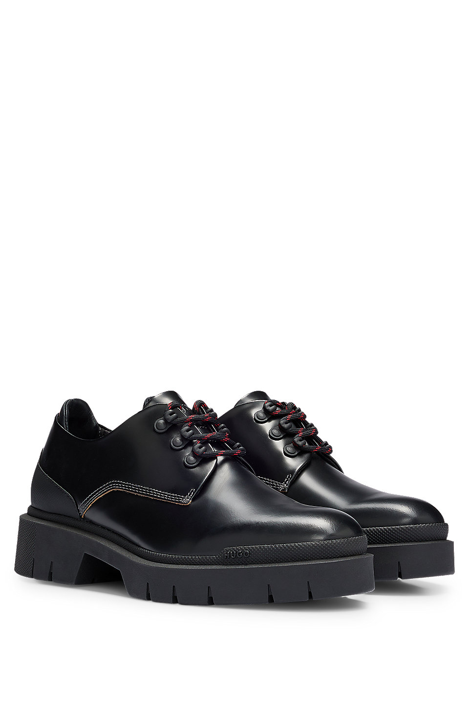 HUGO - Leather Derby shoes with chunky rubber outsole