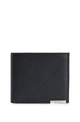 Boîte cadeau avec portefeuille et porte-cartes en cuir, à plaquette logo, Noir