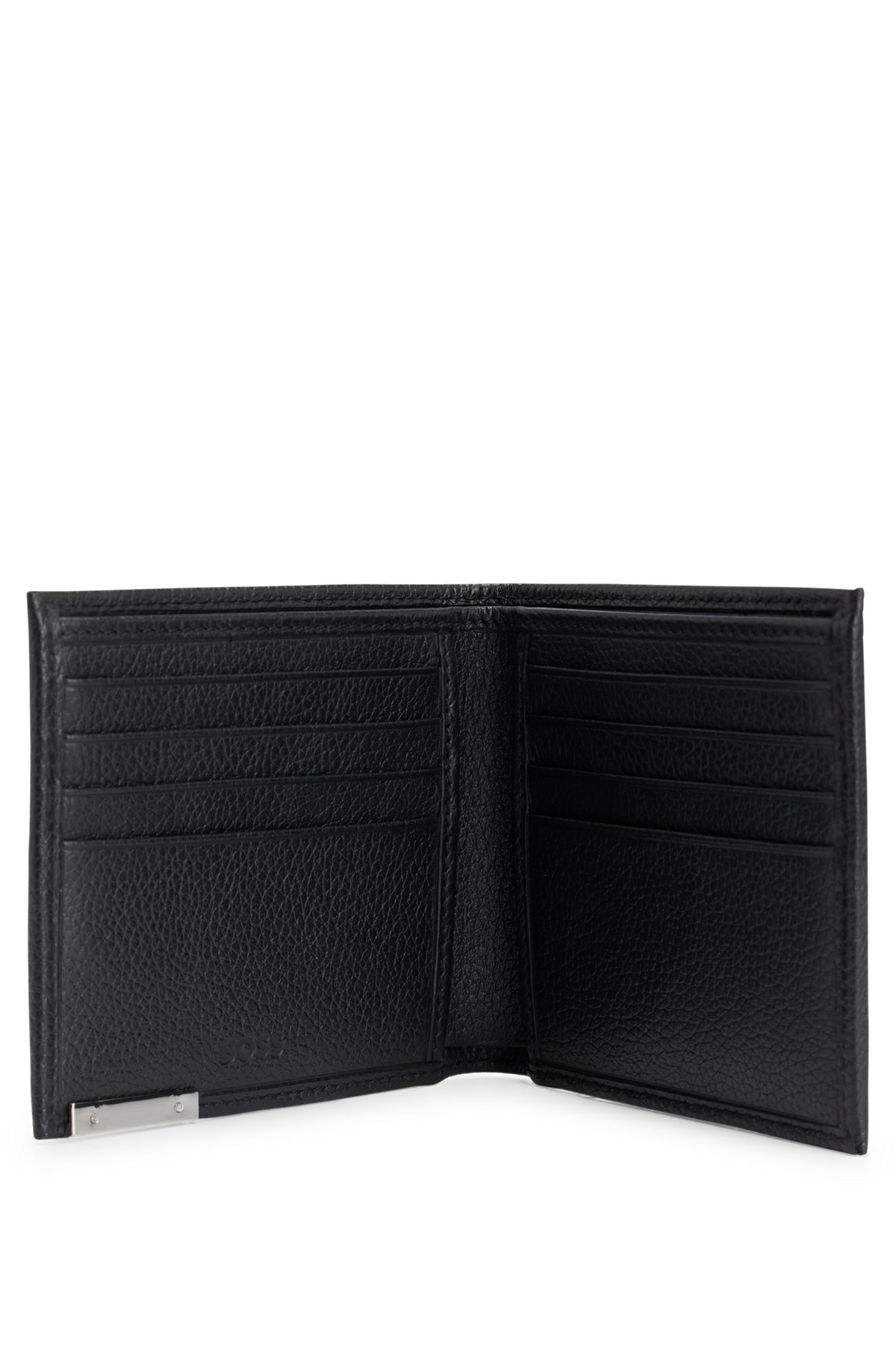 Logo-plate leather wallet and card holder gift set, Black