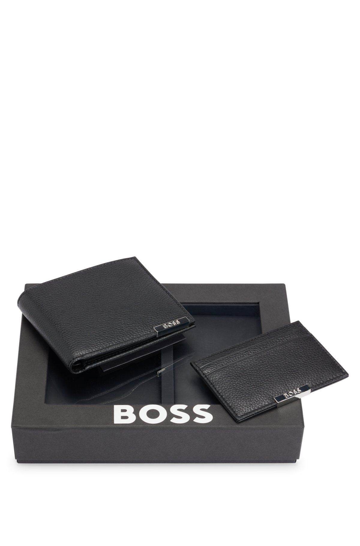 BOSS - Geschenk-Set mit Geldbörse und Kartenetui aus Leder mit Logo-Detail | Geldbörsen