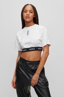 Logo cotton jersey crop top