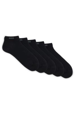 BOSS - Five-pack of cotton-blend ankle socks with branding