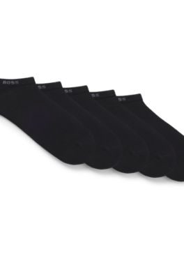 Five-pack of cotton-blend ankle socks with branding, Black