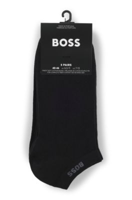 Five-pack of cotton-blend ankle socks with branding, Black