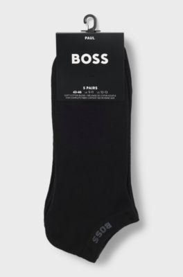 브랜딩 디테일 코튼 블렌드 앵클 삭스 5켤레 세트, 블랙