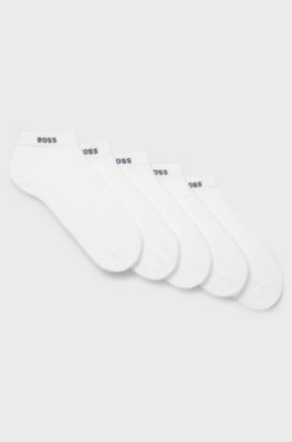 F&uuml;nferpack Sneakers-Socken aus Baumwoll-Mix mit Branding, Wei&szlig;