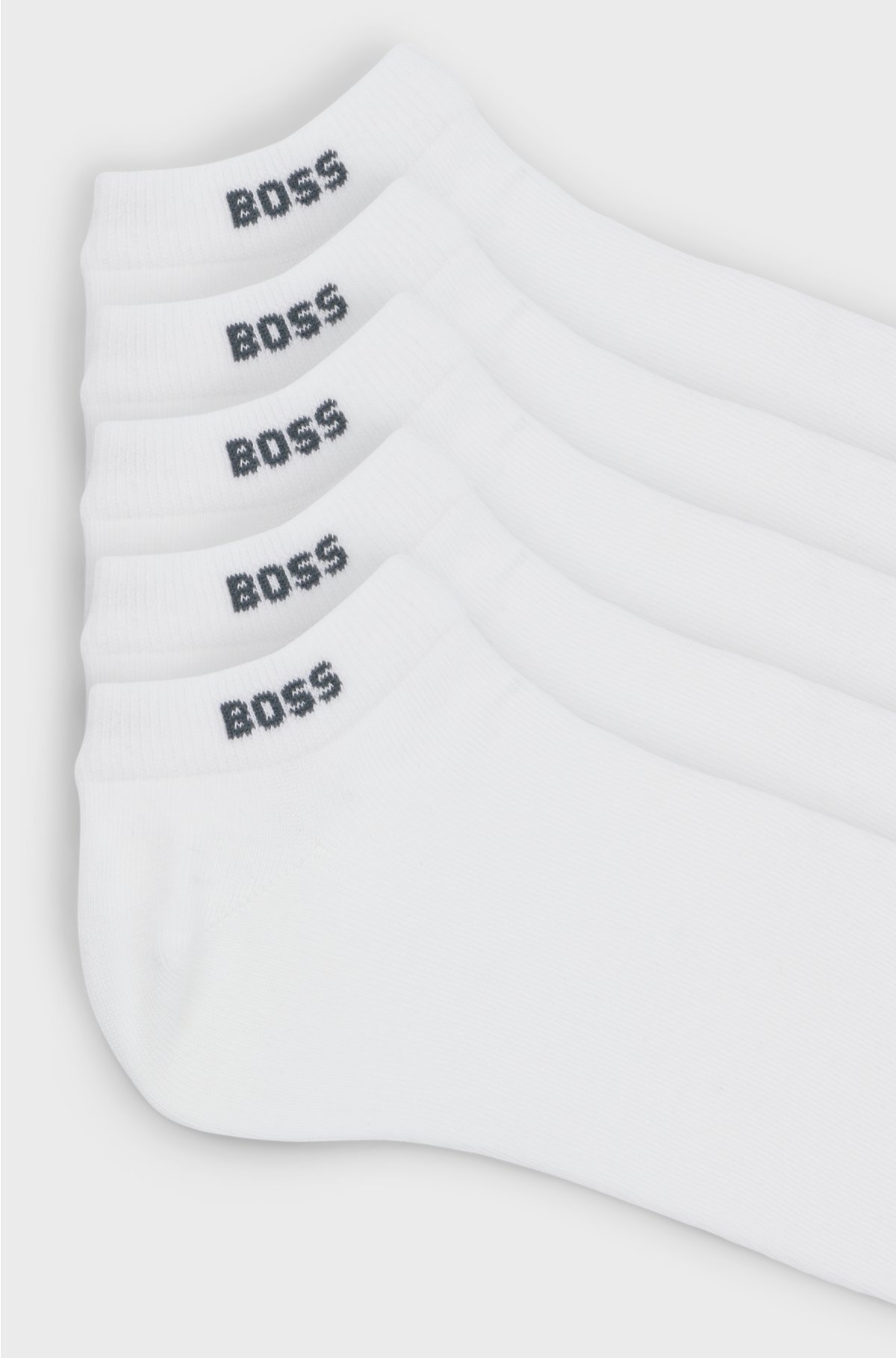 Five-pack of cotton-blend ankle socks with branding, White