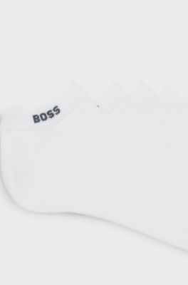 Five-pack of cotton-blend ankle socks with branding, White