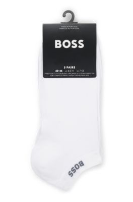 Five-pack of cotton-blend ankle socks with branding, White
