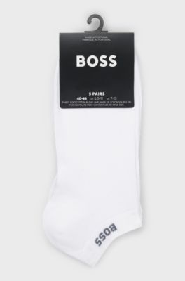 F&uuml;nferpack Sneakers-Socken aus Baumwoll-Mix mit Branding, Wei&szlig;