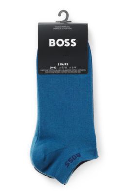 BOSS Lot De 5 Paires Chaussettes Basses Homme – Coton Mélangé Uni Avec Logo, Confort Quotidien