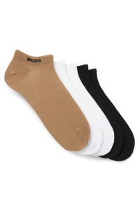 Five-pack of cotton-blend ankle socks with branding, Black  /  White  /  Beige