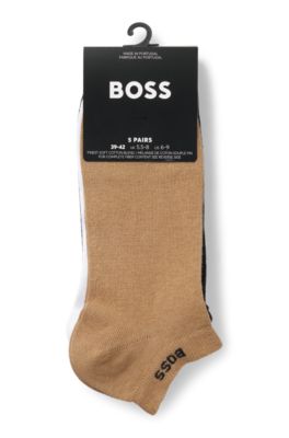 Five-pack of cotton-blend ankle socks with branding, Black  /  White  /  Beige